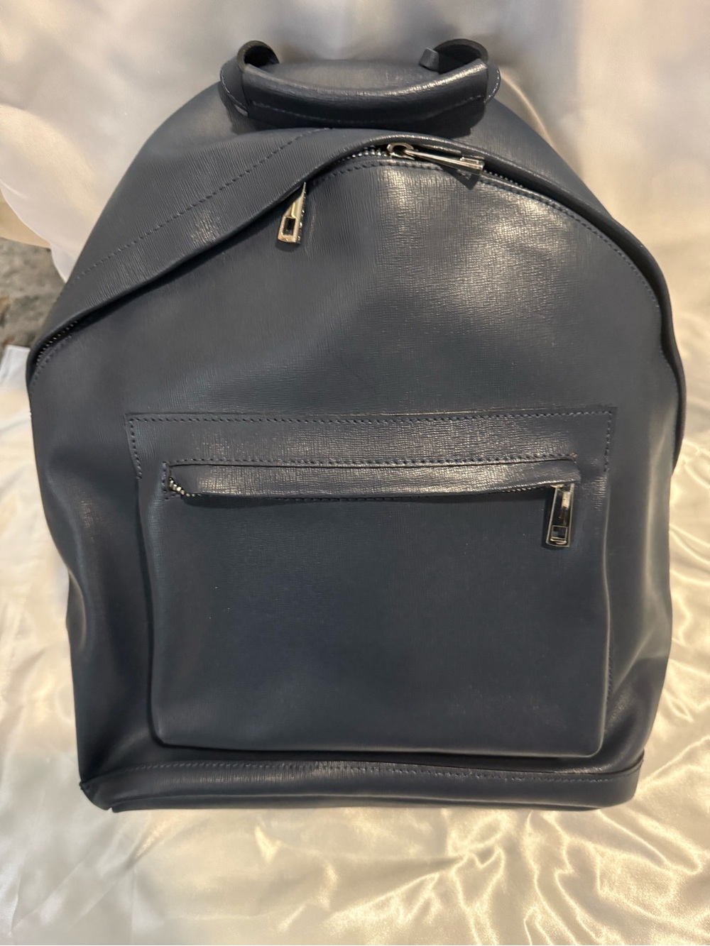 Navy Leather Backpack - Sleek Everyday Carry